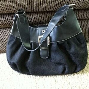 Nine West Black Shoulder Bag Hobo Buckle Accent